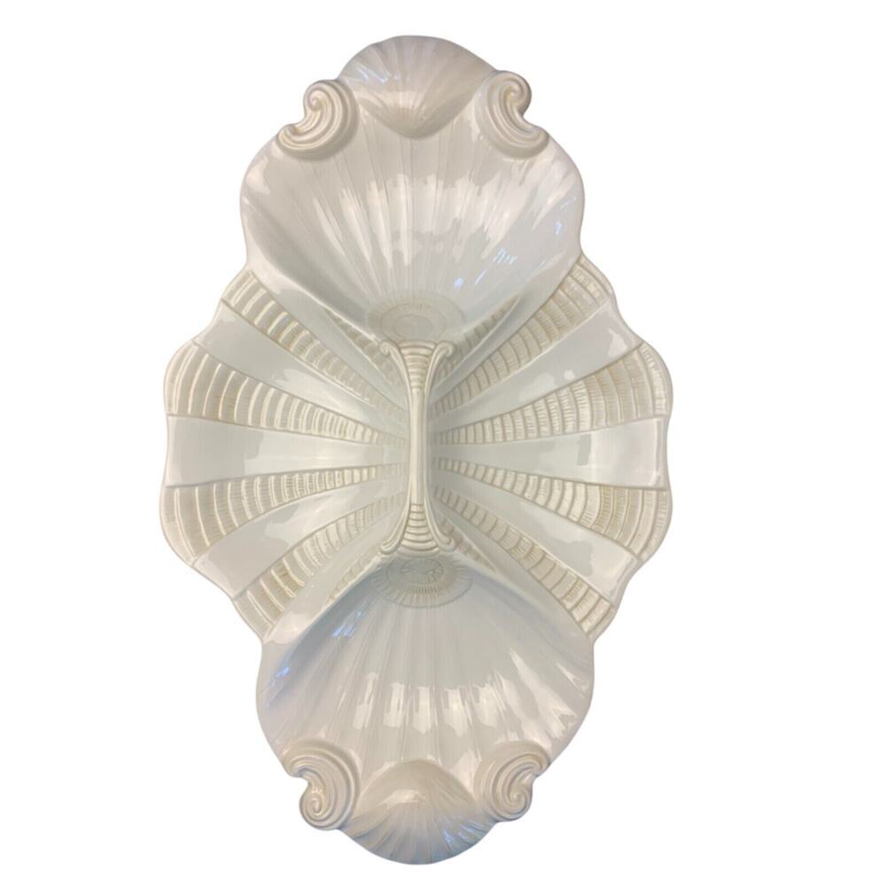 LENOX Butler's Pantry 4-Part Relish Dish White Shell Serving Platter 18”x11” VGC